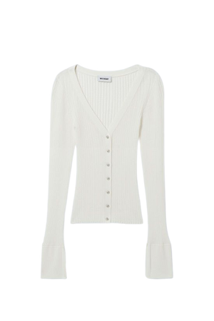 Pointelle Knitted Cardigan - White - Weekday WW