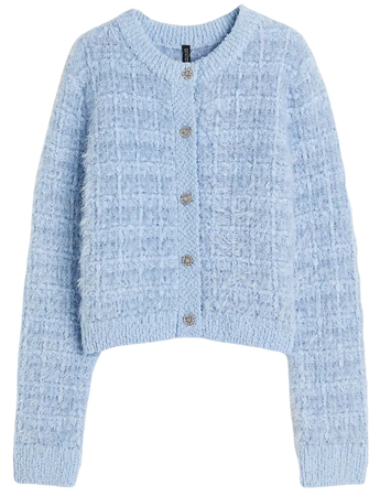 Fluffy Bouclé-knit Cardigan - Light blue - Ladies | H&M US