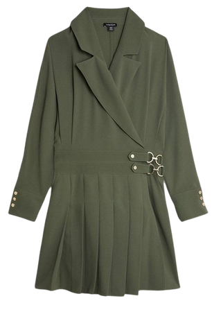Tailored Crepe Pleated Skirt Wrap Mini Shirt Dress | Karen Millen
