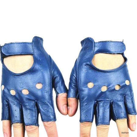 blue and blue leather fingerless gloves - Google Search