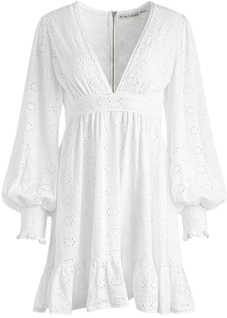 Marita Smocked Mini Dress In Off White | Alice And Olivia