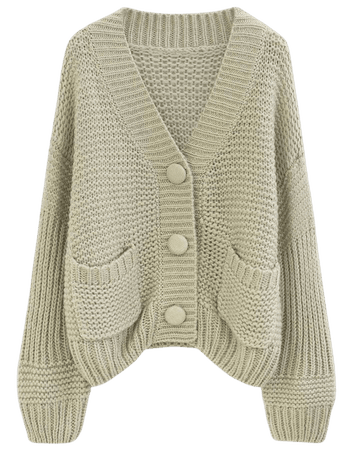 Exaggerated Button Chunky Knit Cardigan in Sage - Retro, Indie and Unique Fashion
