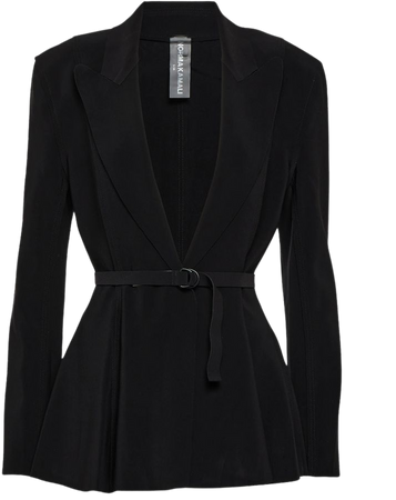 Belted Peplum Hem Jersey Blazer in Black - Norma Kamali | Mytheresa