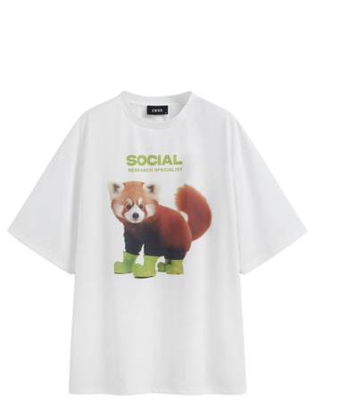 Round Neck Social Research Specialist Panda Graphic Tee - Cider