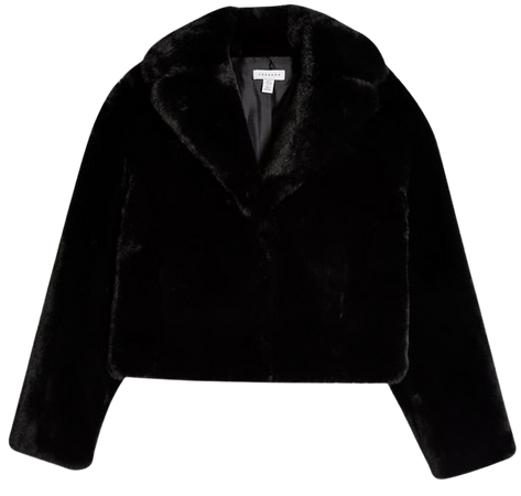 Topshop Faux Fur Crop Jacket black