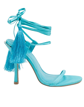 ASOS DESIGN Nellie strappy tassel heeled sandals in mauve | ASOS