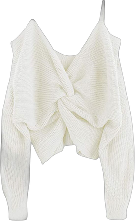 white shoulder sweater