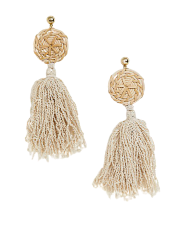 South Beach oversized straw with drop linen look tassel earrings | ASOS