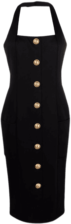 Balmain halterneck button-embellished dress