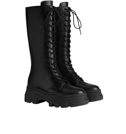 Lace-up boots with track soles - Shoes - Woman | Bershka