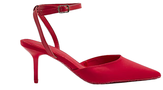 Red wide fit sling back heeled court shoes | River Island