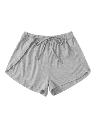 Heathered Knit Tulip Hem Drawstring Shorts | SHEIN USA