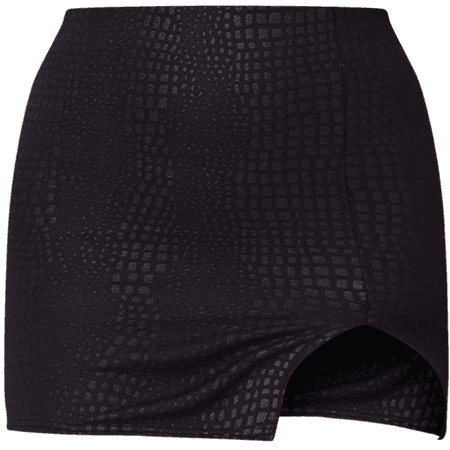 Black Textured Mini Spilt Hem Skirt | PrettyLittleThing USA