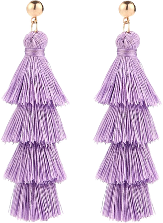 Amazon.com: BaubleStar Fashion Gold Tassel Dangle Earrings Layered Long Bonita Tiered Lavender Purple Thread Tassel Drop Statement Jewelry for Women Girls: Clothing, Shoes & Jewelry