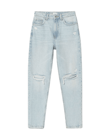Ripped mom jeans - Denim - Woman | Bershka