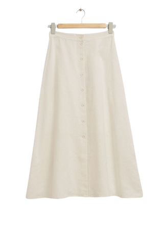 Buttoned A-Line Midi Skirt - White - Midi skirts - & Other Stories US