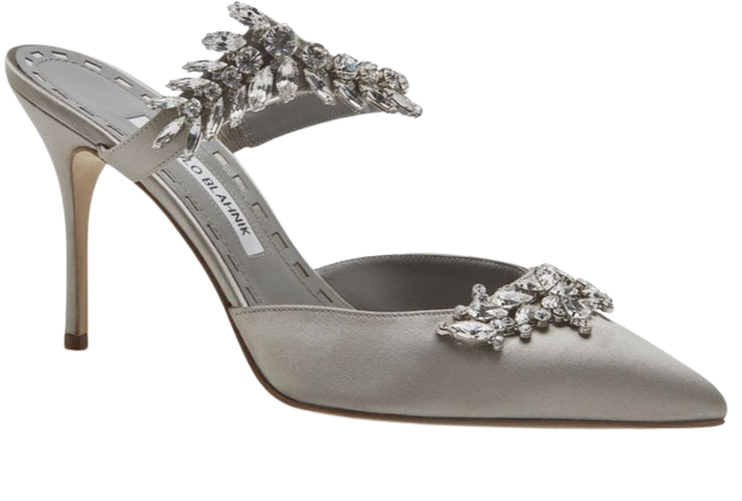 grey satin mules heels