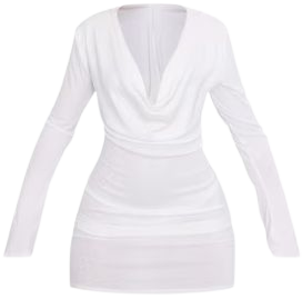 White Burnout Mesh Cowl Neck Hooded Bodycon Dress | PrettyLittleThing USA