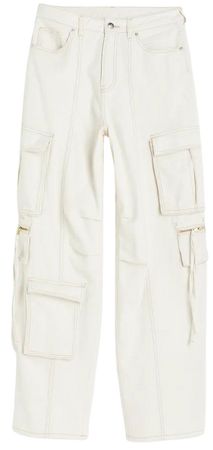 Wide-leg Cargo Pants - Natural white - Ladies | H&M US