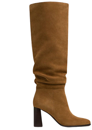 Slouchy leather high-heel boots - Women's See all | Stradivarius United States