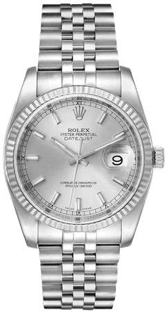 Rolex Datejust Steel White Gold Silver Dial Mens Watch 116234 Box Card For Sale at 1stDibs