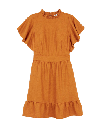 Ladygang Ruffle Neck Flutter Sleeve Dress | Express