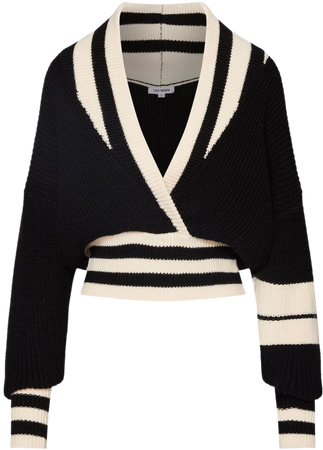 ADDISON Pullover Black | Varsity Wrap Sweater – Steve Madden
