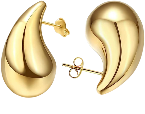 Amazon.com: Gold Teardrop Chunky Earrings for Women Trendy Hoop Earring Set Bottega Earring Dupes, Earrings: Clothing, Shoes & Jewelry