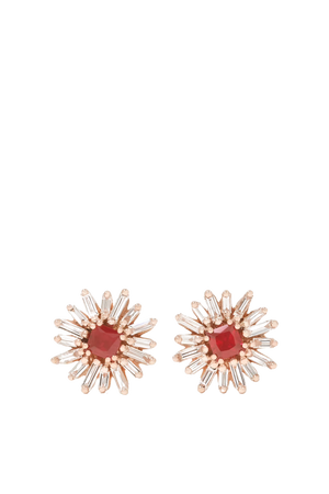 Suzanne Kalan Fireworks 18-karat rose gold, diamond and ruby earrings