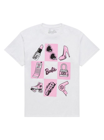 Barbie Icon Grid Checker Boyfriend Fit Girls T-Shirt | Hot Topic