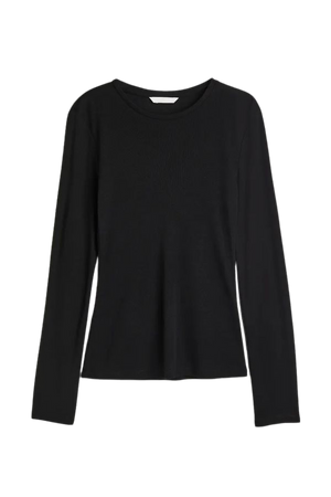 Long-sleeved Jersey Top - Black - Ladies | H&M US