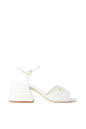 Logo-embellished Quilted Patent-leather Sandals - White