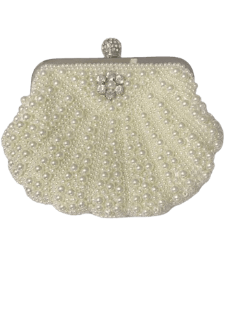 Seashell Shaped Pearl Embellished Vintage Clutch