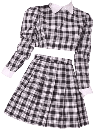 As if Set in Black Checkered Skirt Set