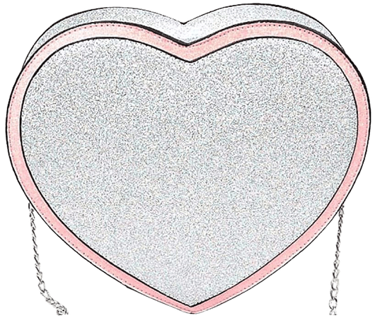 Womens Girls Cute Lovely Faux Leather Heart Shape Crossbody Bag Purse Handbag (Large Glitter Crossbody - Silver): Handbags: Amazon.com