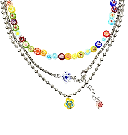 Amazon.com: Y2k Necklace Layered Colorful Beaded Necklace Bead Choker Necklaces with Flower Pendant Indie Jewelry for Teen Girls Woman Cute Necklaces Set Coconut Girl Aesthetic Alt 2000s Necklaces Y2k Fashion Rave Outfit: Clothing, Shoes & Jewelry