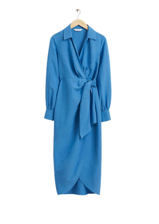 Collared Wrap Midi Dress - Bright Blue - & Other Stories WW