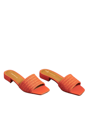 orange rattan shoes