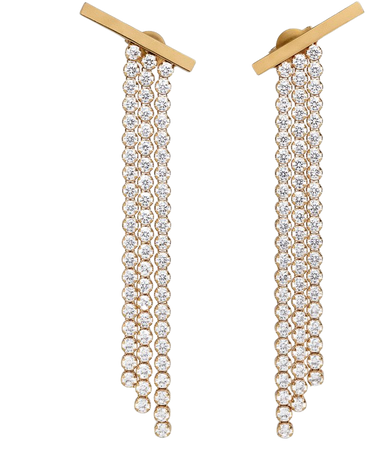 Edwige Long Earrings in Brass with Gold Finish and Crystals