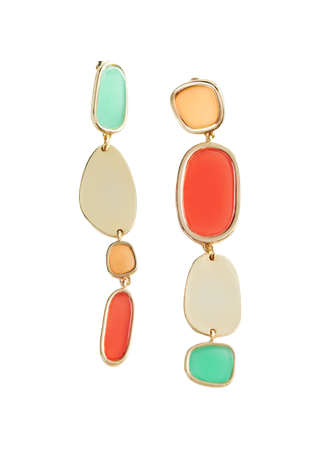 Colour Block Mismatch Hanging Earrings - Gold - Drop earrings - & Other Stories