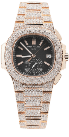 Patek Philippe 5980 Nautilus 18k Rose Gold 37ct Diamond Watch - Shyne Jewelers
