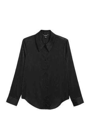 Satin shirt - Black - Shirts & Blouses - Monki WW