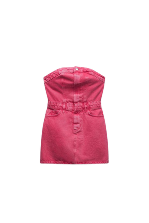 Z1975 STRAPLESS DENIM DRESS - Pink | ZARA United States