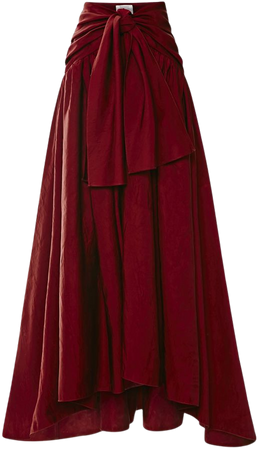 Long red skirt