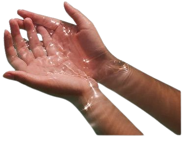 water in hands