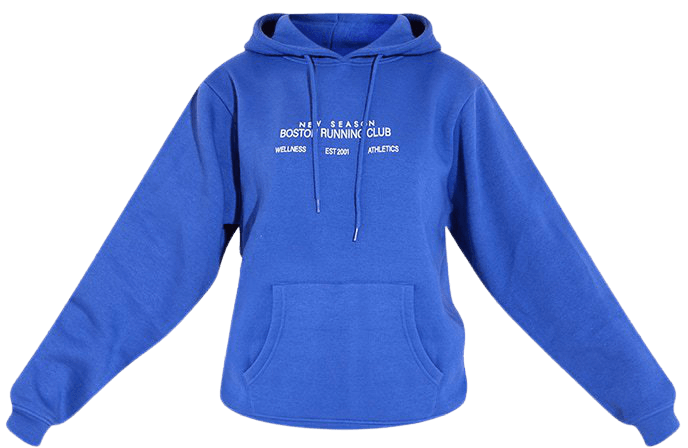 Dark Blue Recycled Boston Running Club Print Hoodie - Hoodies - Sweatshirts & Hoodies - Women's Clothing | PrettyLittleThing USA