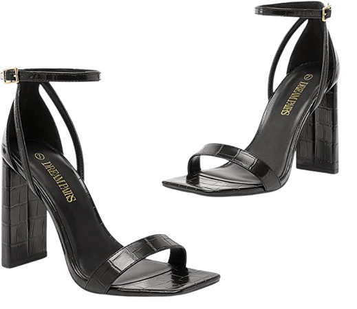 Amazon.com | DREAM PAIRS High Heels Chunky Block Square Toe Heels for Women Dressy Open Toe Heel Sandals | Heeled Sandals