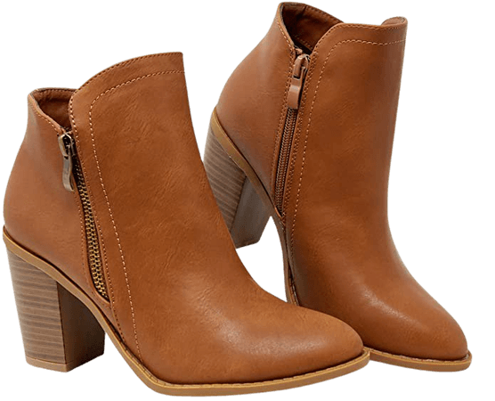 Amazon.com | MVE Shoes Women's Side Zip High Stacked Block Heel Ankle Booties | Ankle & Bootie