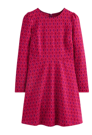 Jacquard A-line Mini Dress - Vibrant Pink, Azure Jacquard | Boden US