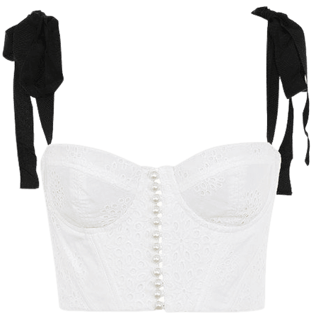 Clothing : Tops : 'Roccoco' White Broderie Anglais Bustier